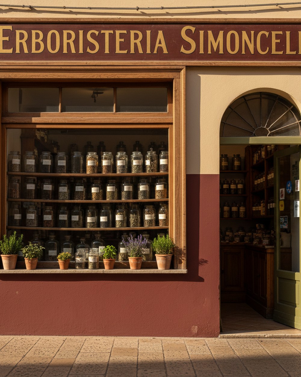 Erboristeria Simoncelli, vetrina storica in Piazza Santa Restituta a Sora (Frosinone)